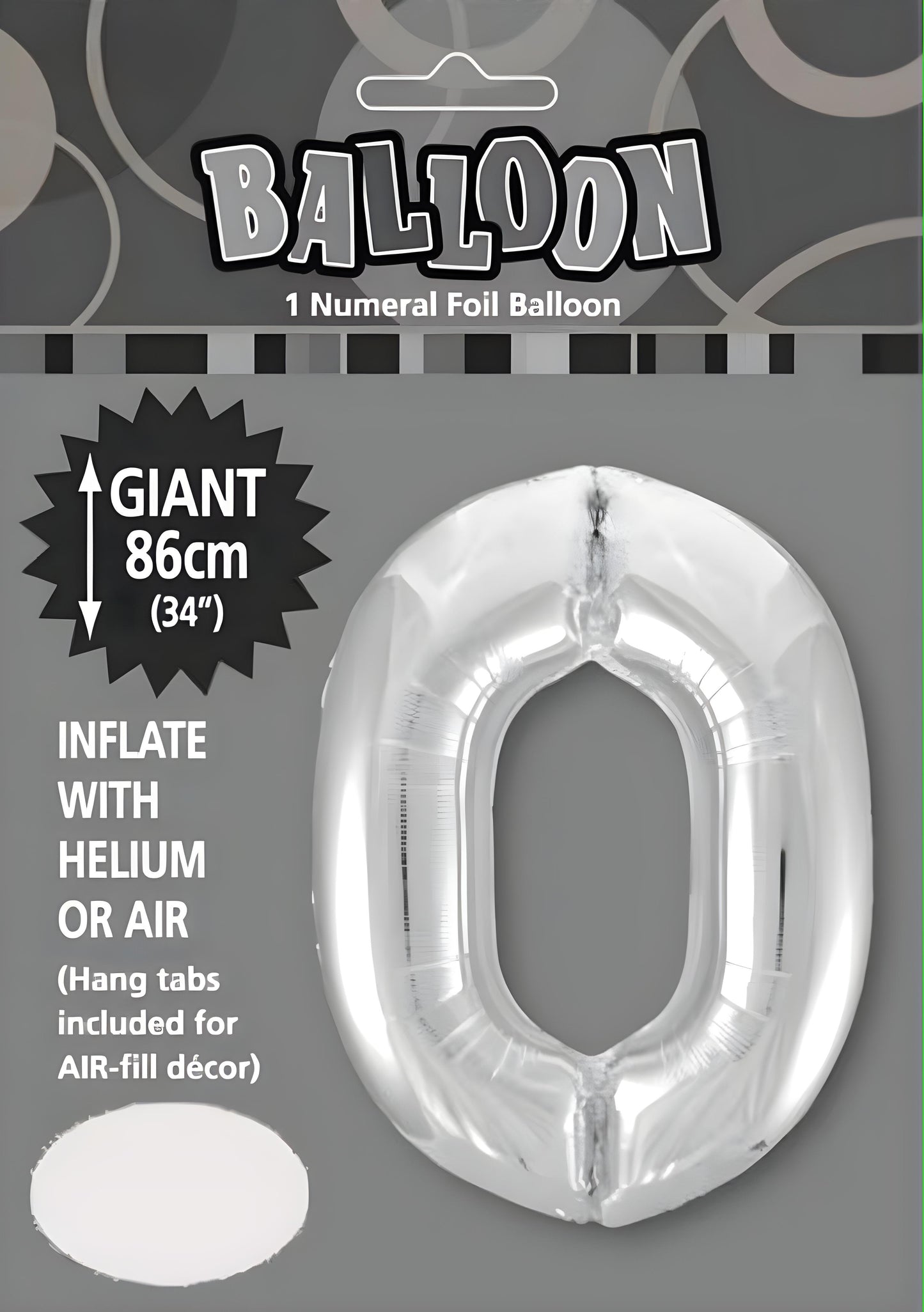 Large Foil Number Balloon 34"(86cm) Silver 0