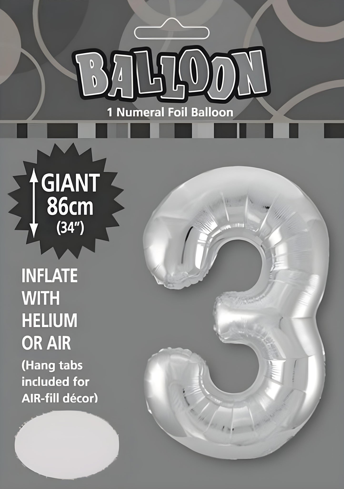Large Foil Number Balloon 34"(86cm) Silver 3