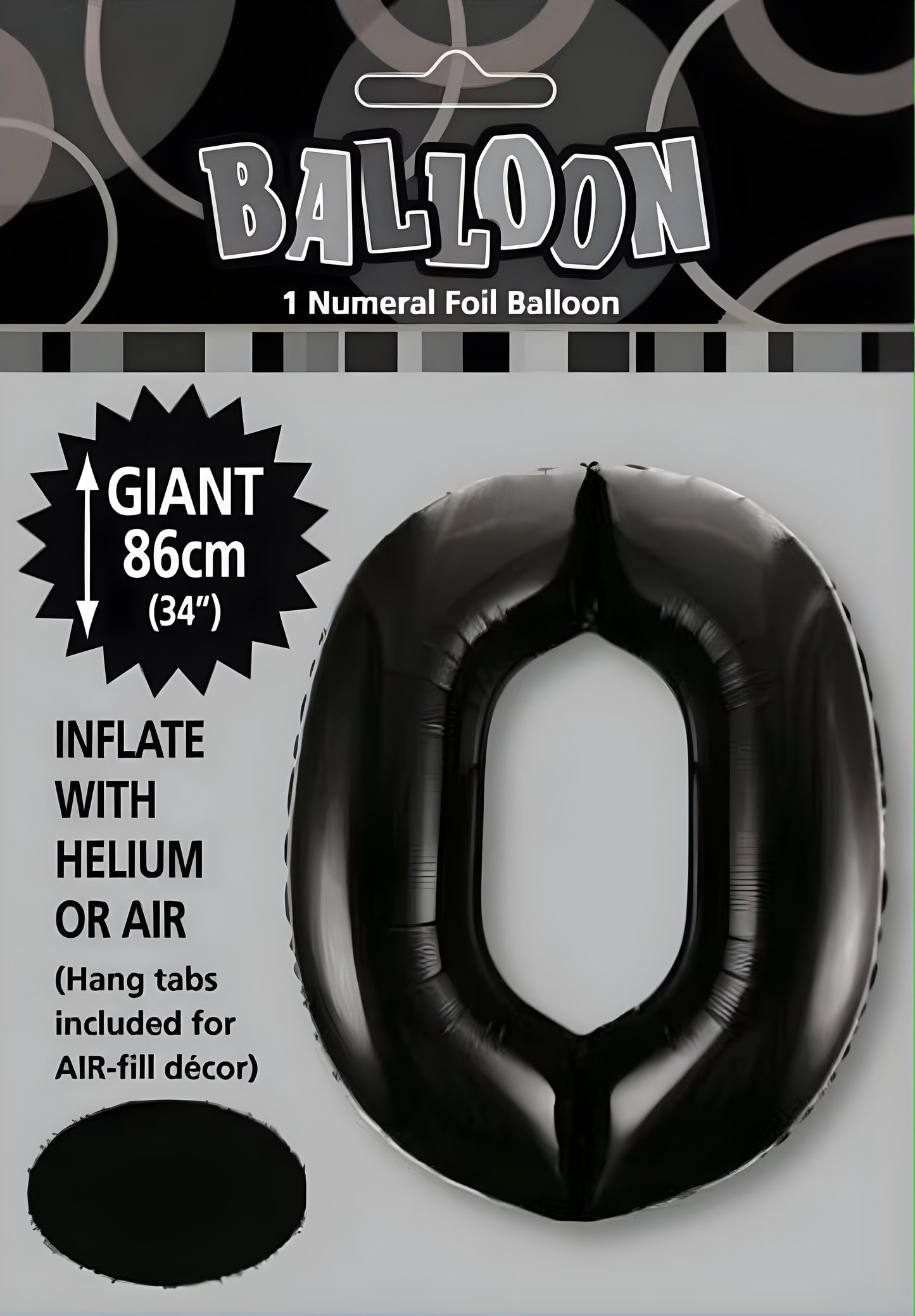 Large Foil Number Balloon 34"(86cm) Black 0