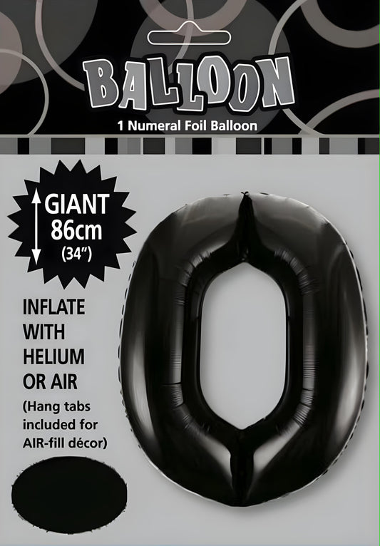 Large Foil Number Balloon 34"(86cm) Black 0