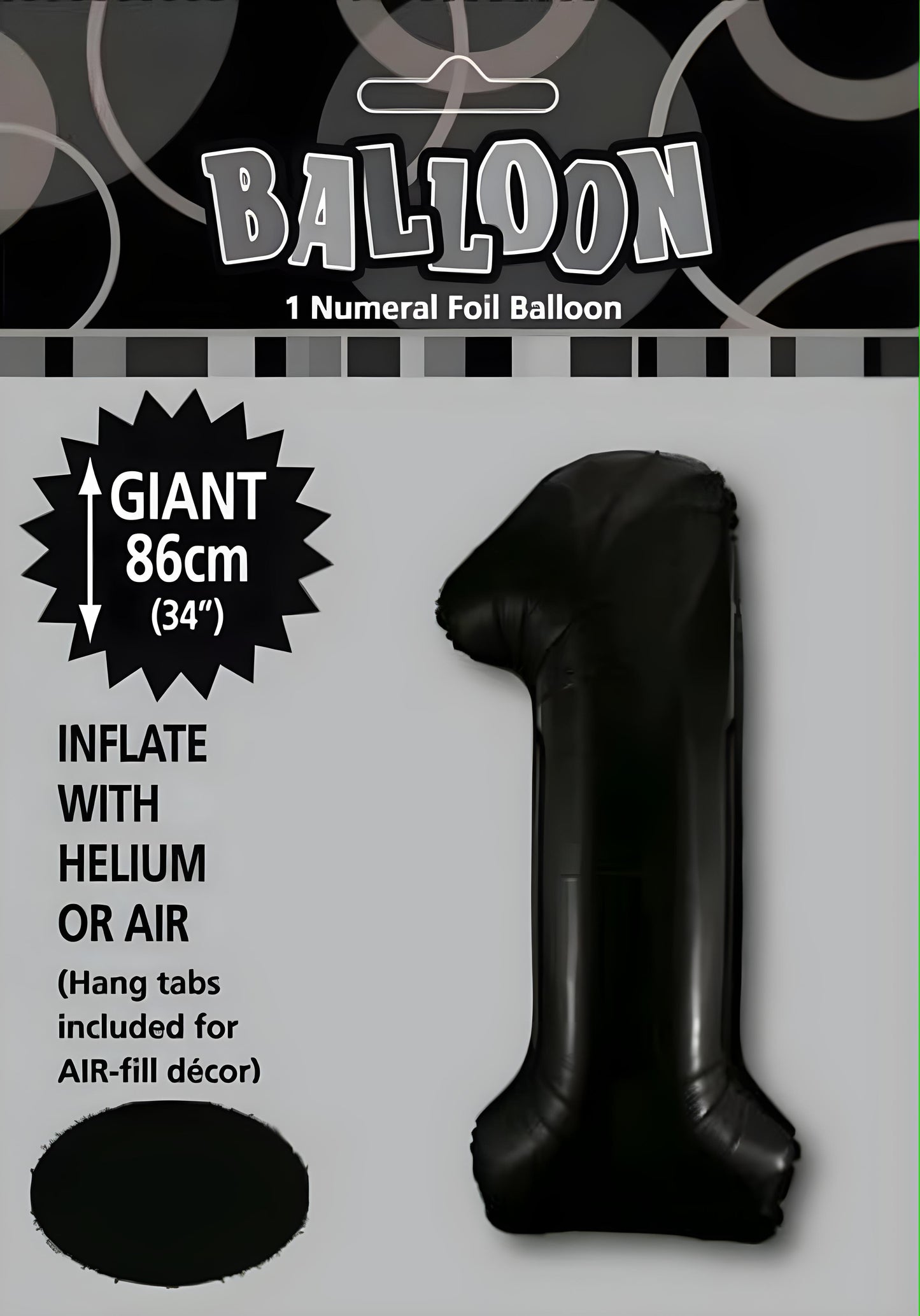 Large Foil Number Balloon 34"(86cm) Black 1
