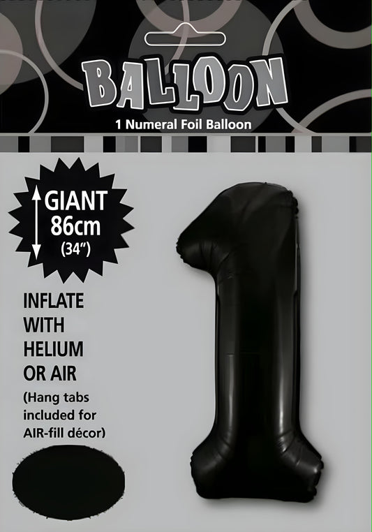 Large Foil Number Balloon 34"(86cm) Black 1