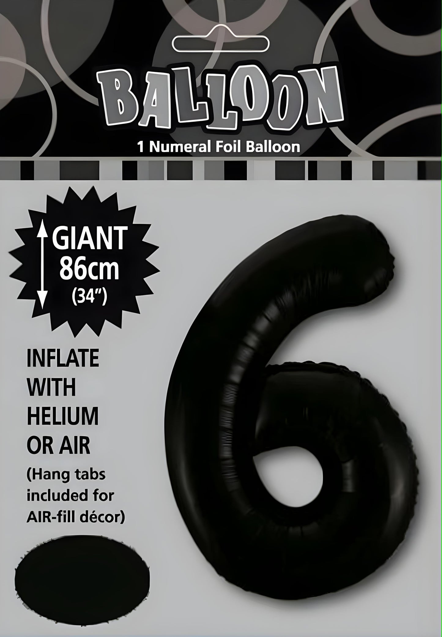 Large Foil Number Balloon 34"(86cm) Black 6