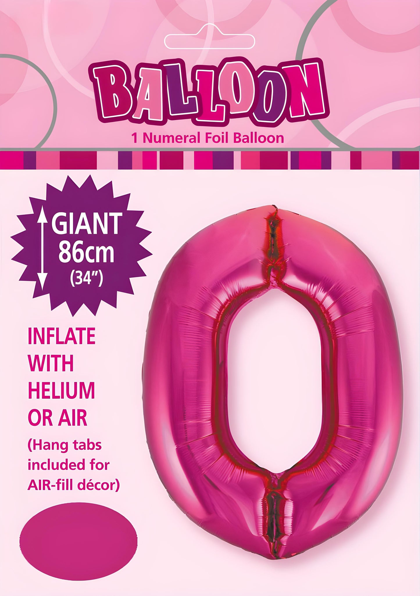 Large Foil Number Balloon 34"(86cm) Hot Pink 0