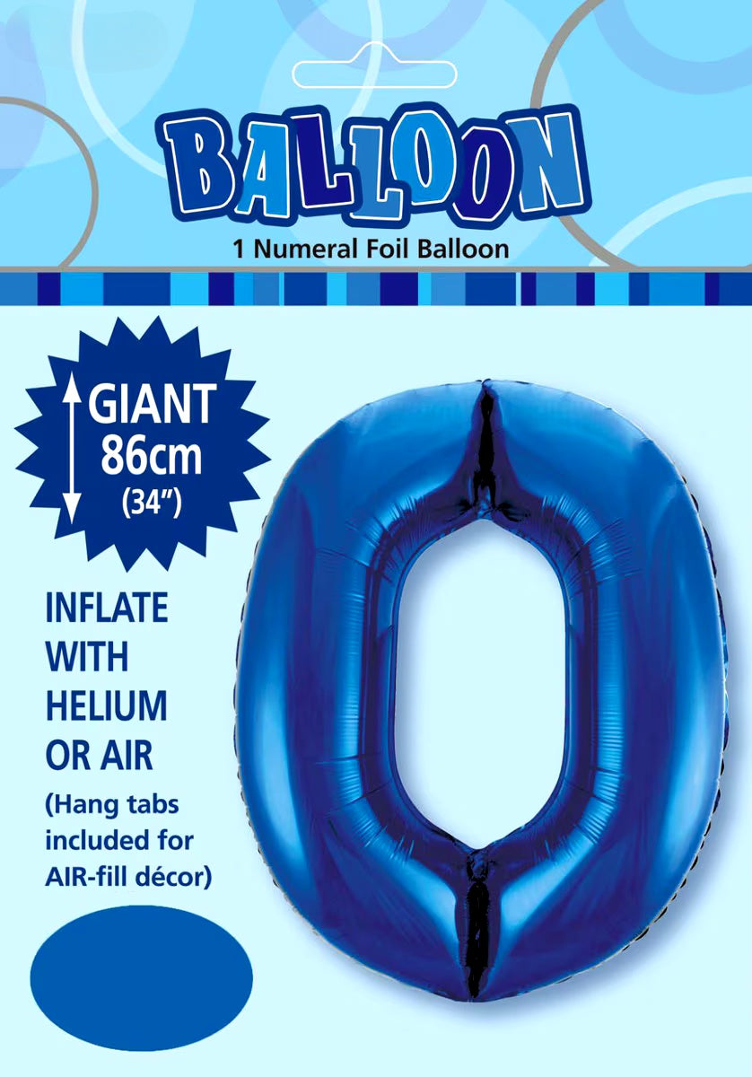 Large Foil Number Balloon 34"(86cm) Royal Blue 0
