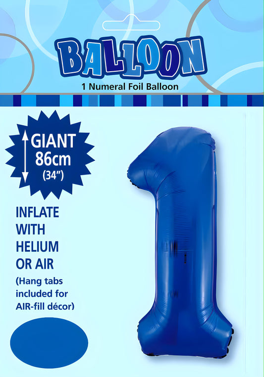 Large Foil Number Balloon 34"(86cm) Royal Blue 1