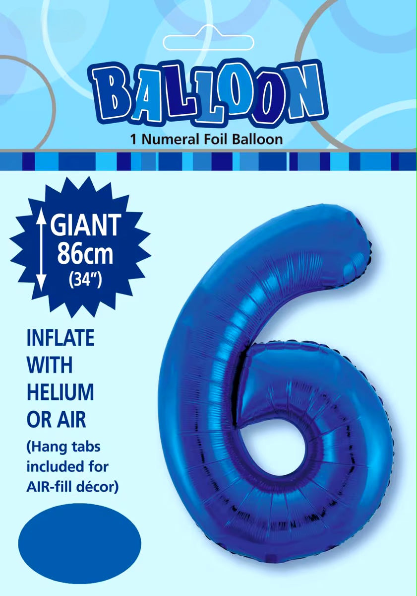 Large Foil Number Balloon 34"(86cm) Royal Blue 6