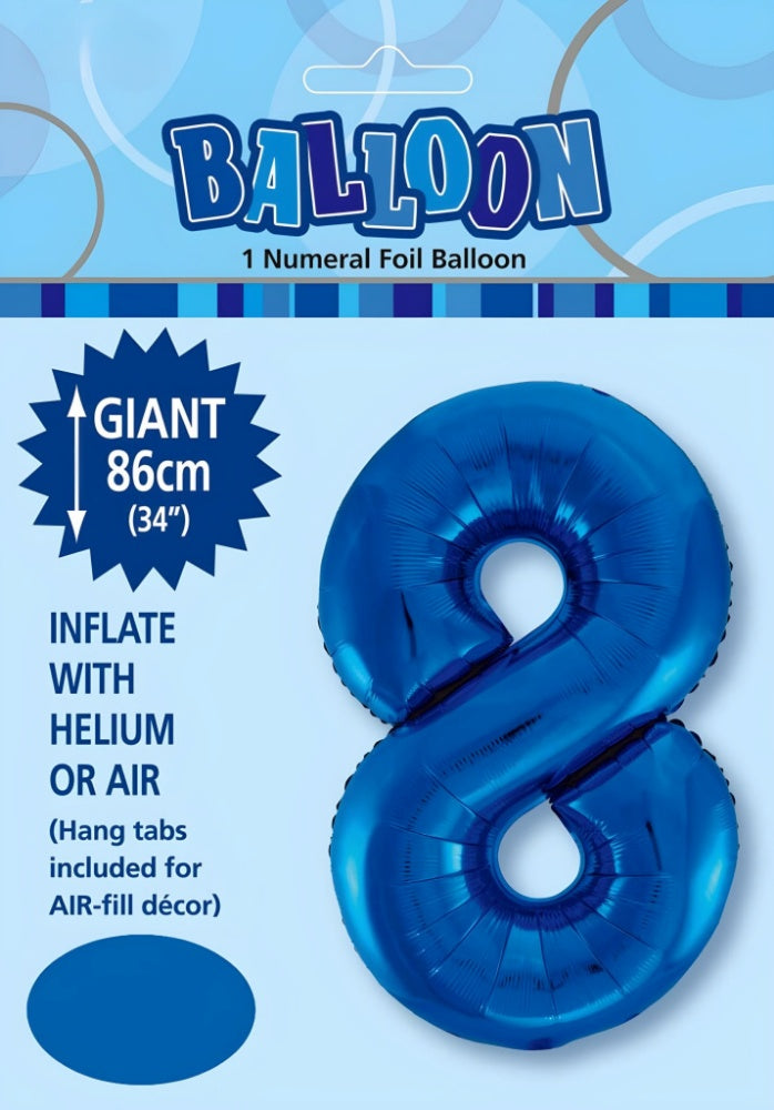 Large Foil Number Balloon 34"(86cm) Royal Blue 8