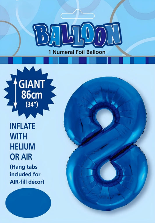 Large Foil Number Balloon 34"(86cm) Royal Blue 8