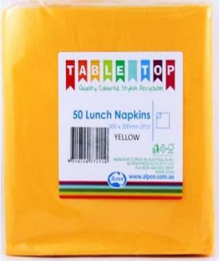 Lunch Napkins Yellow Pack of 50
