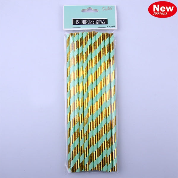 Luxe Mint Paper Straws Pk20