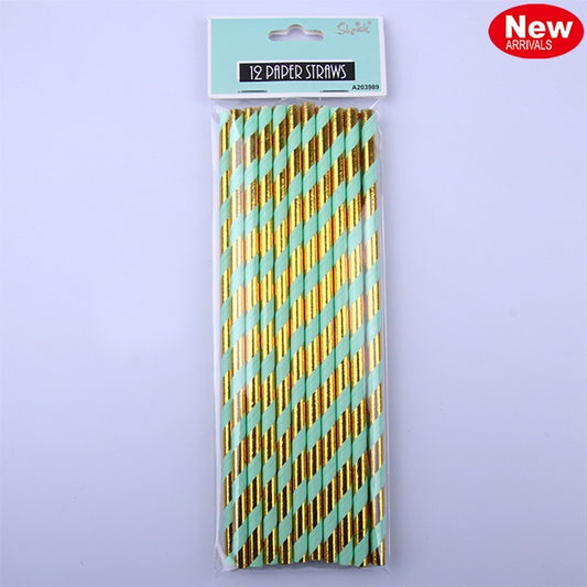 Luxe Mint Paper Straws Pk20