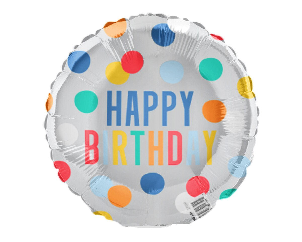 Happy Birthday Dots Foil Balloon – 22.8cm (9") (Air-Filled Only)