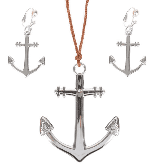 NECKLACE & EARRINGS ANCHOR SILVE