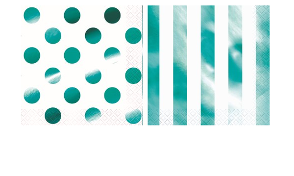 Teal Foil Stripes Lunch Napkins
