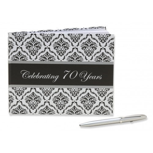 70th Birthday Guest Book Damask