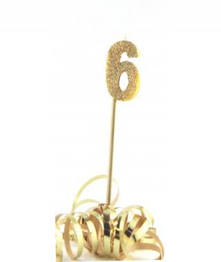 GOLD GLITTER LONG STICK CANDLE #6