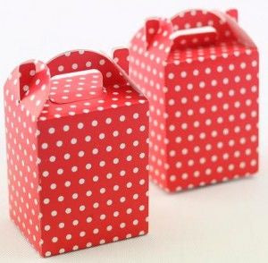 NOODLE BOX- RED W/ WHITE DOTS