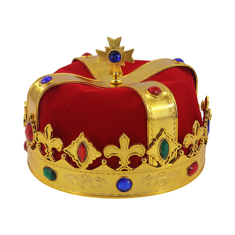 Royal Fabric Crown – Red and Gold Adult Crown for Parties, Pageants, and Special Occasions