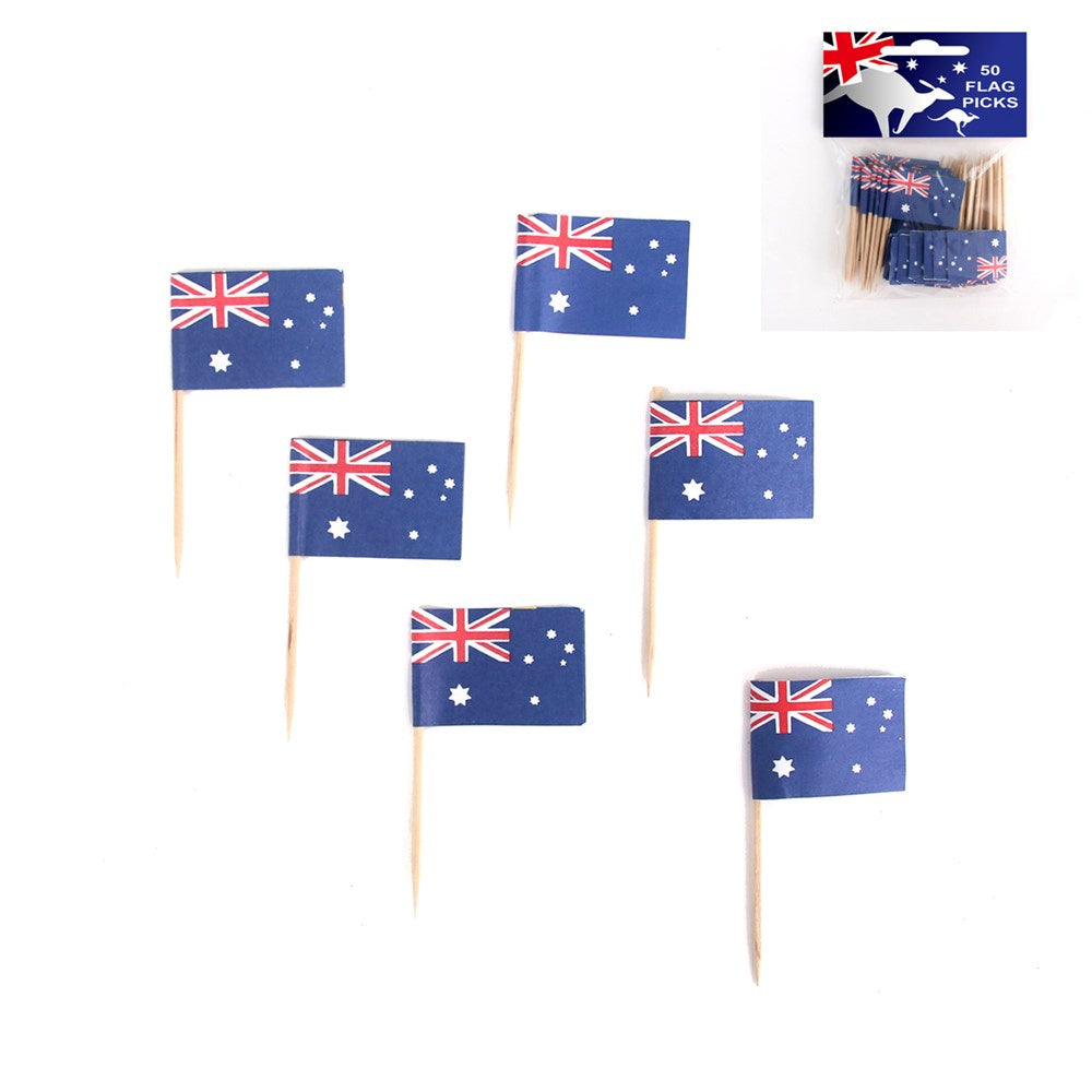 50PK AUSSIE FLAG PICKS
