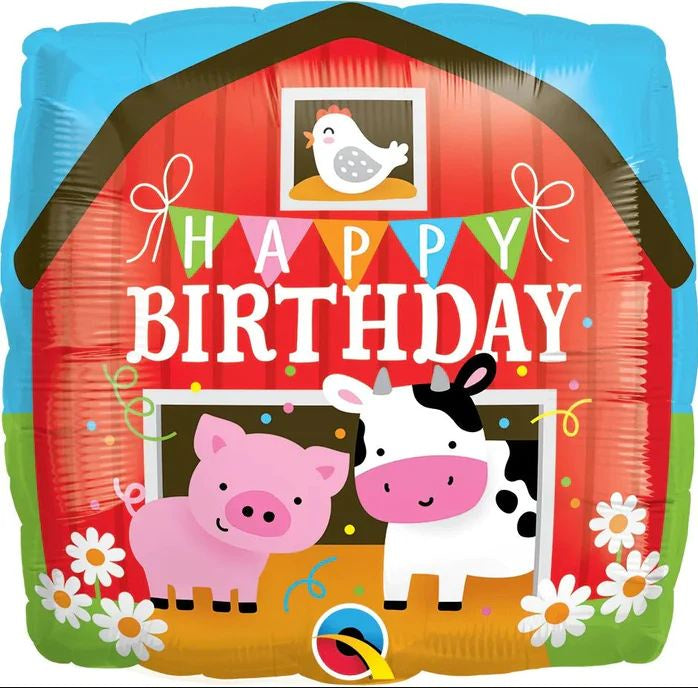 Foil Balloon 18" Square Birthday Barn