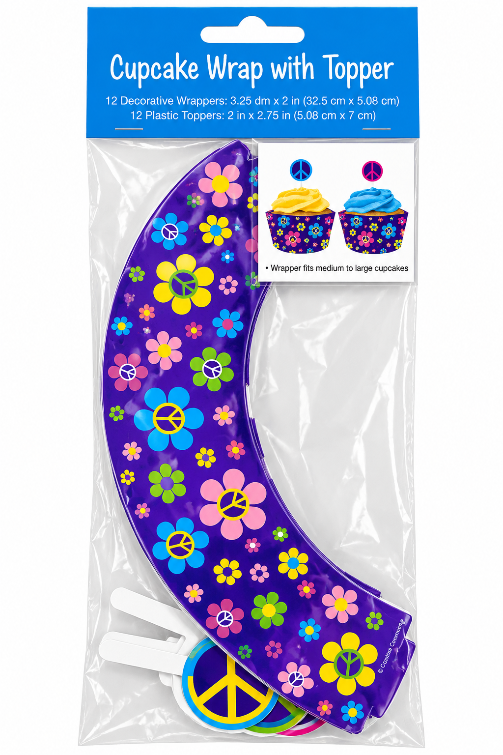 Groovy Girl Party Cupcake Wrap with Topper