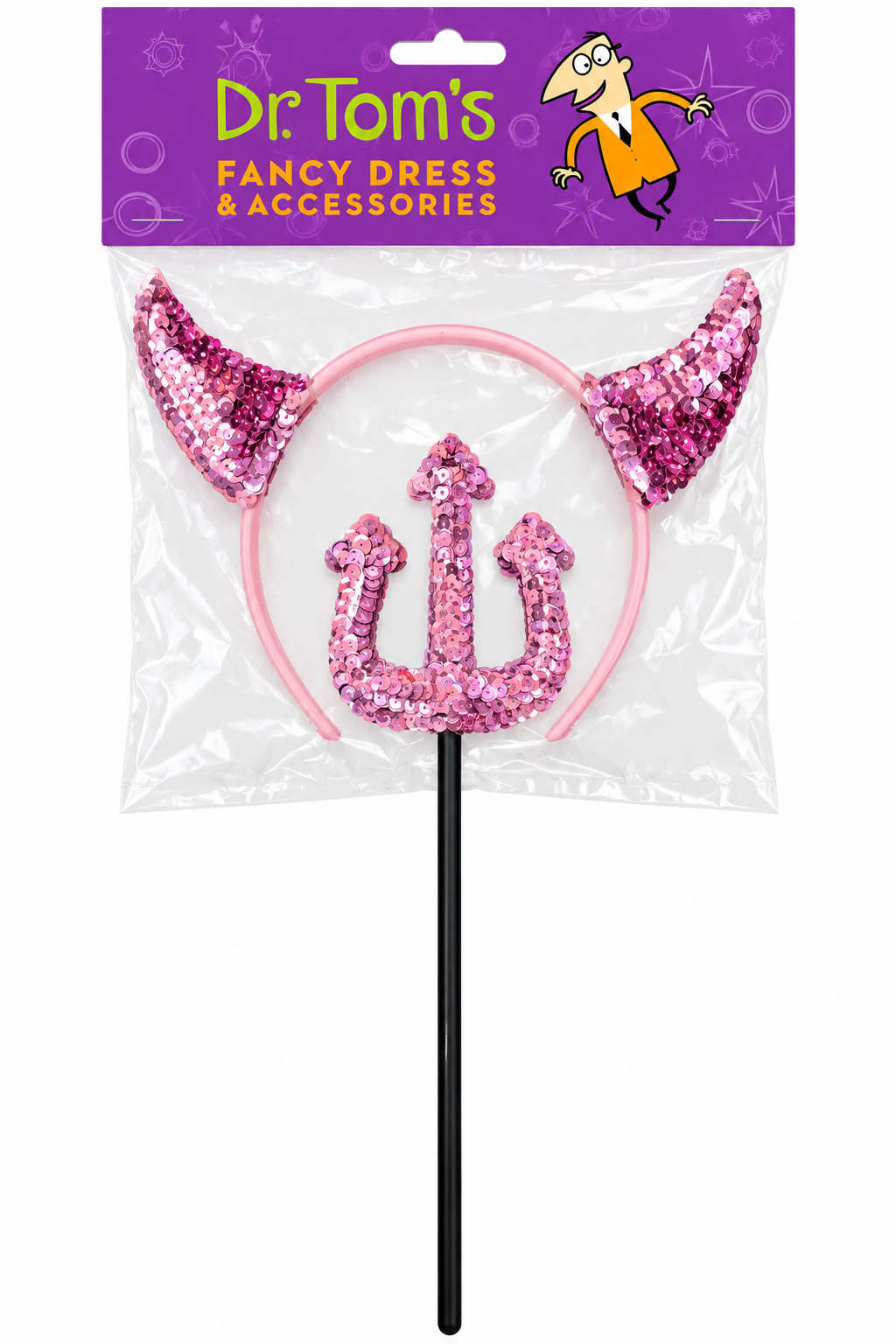 Devil Horn/fork Set-pink Sequins