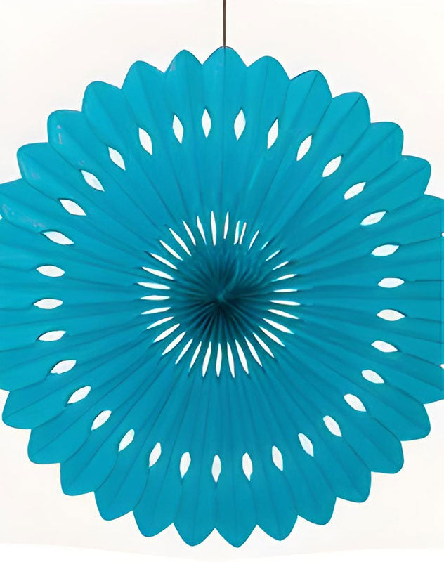 Decorative Fan Tissue Paper Teal 40cm