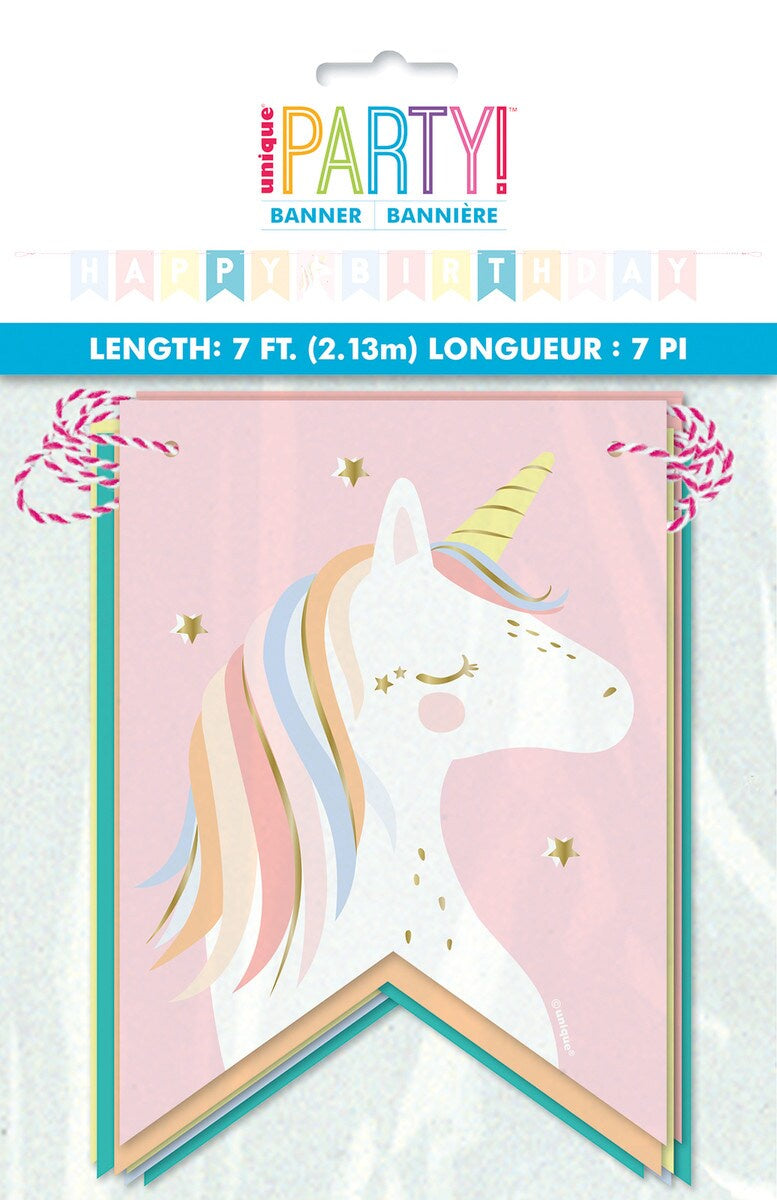 Dainty Unicorn Happy Birthday Pennant Banner 2.13m (7')