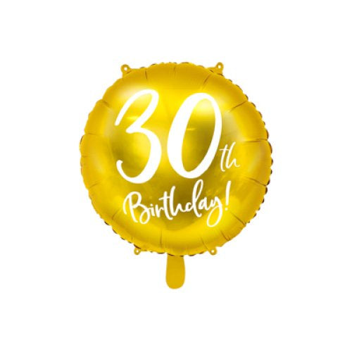 Gold Cursive 30th Birthday Foil Balloon 18" (45cm)