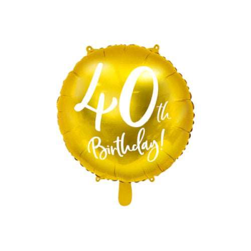 Gold Cursive 40th Birthday Foil Balloon 18" (45cm)