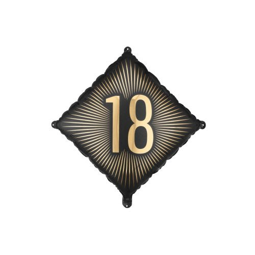 Black & Gold 18th Birthday Foil Balloon 18" (46cm)
