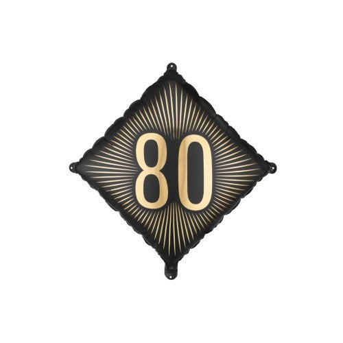 Black & Gold 80th Birthday Foil Balloon 18" (46cm)