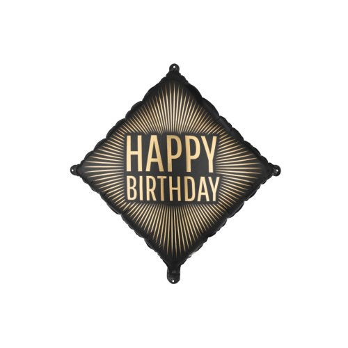 Black & Gold Happy Birthday Foil Balloon 18" (46cm)