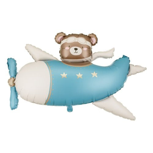 Light Blue Bear in Airplane Foil Balloon 94x61cm