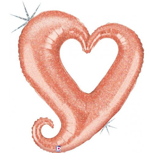 Foil Supershape Balloon 37inch Chain of Hearts Rose Gold Holographic