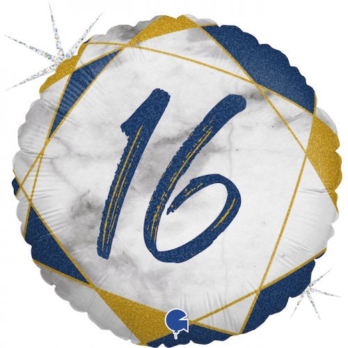 #16 Marble Blue FOIL BALLOON 18" (45CM)