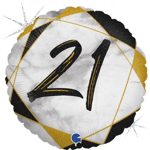 #21 Marble Black 18inch Round Foil balloon