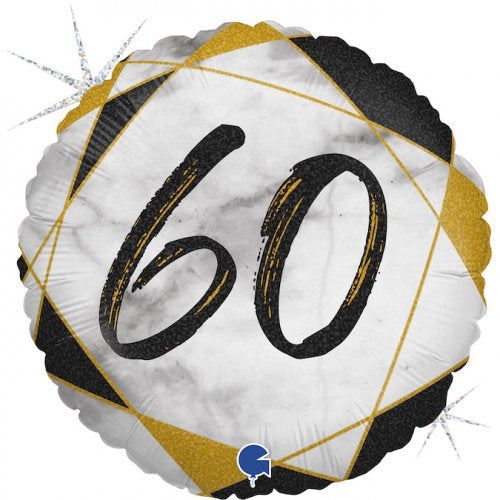 #60 Marble Black 18inch Round Foil Balloon