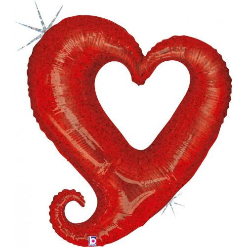 Foil Supershape Balloon 37inch Chain of Hearts Red Holographic