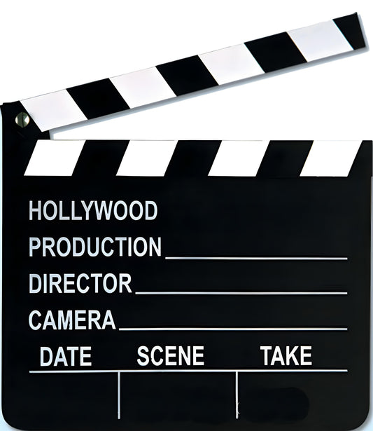 Hollywood Clapboard Die Cut - 17cm x 20cm Gold Foil Party Decor for Movie Night & Birthdays