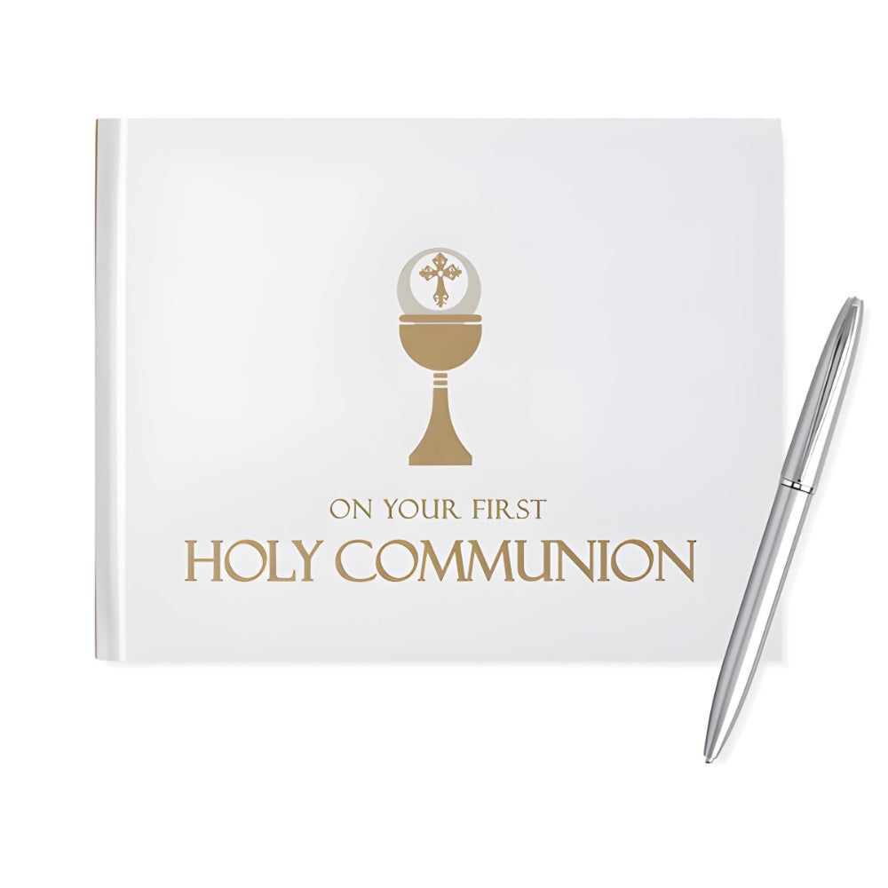 Holy Communion Guest Book With Gold Foiling