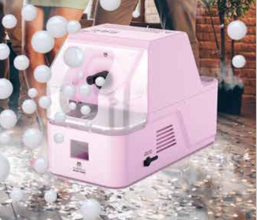 Fog Bubble Machine Pink Colour Smoke-Filling Bubbles Come Out of the Machine