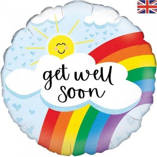 Get Well Soon Rainbow 18inch Holographic Foil Balloon