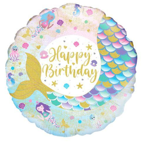 Shimmering Mermaid Birthday Iridescent Foil balloon 18"(45cm)