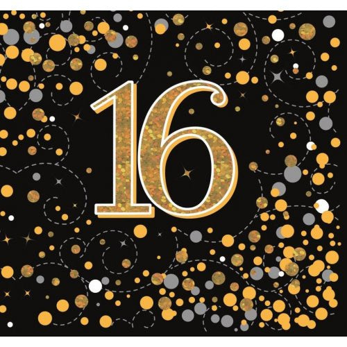 Sparkling Fizz Black Gold Napkin 33cm "16" Pack of 16