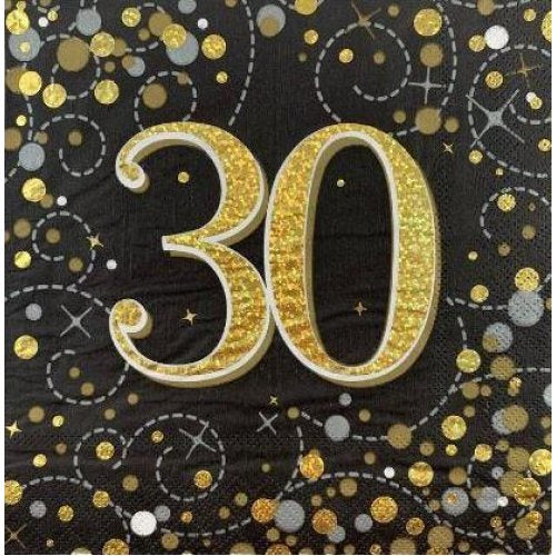 Sparkling Fizz Black Gold Napkin 33cm "30" P16
