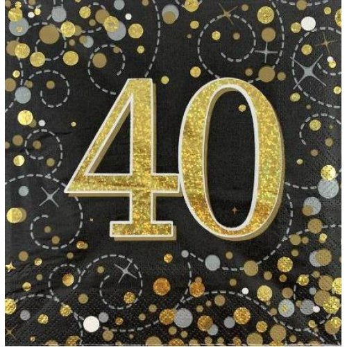 Sparkling Fizz Black Gold Napkin 33cm "40" P16