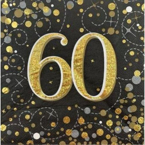 Sparkling Fizz Black Gold Napkin 33cm "60" P16