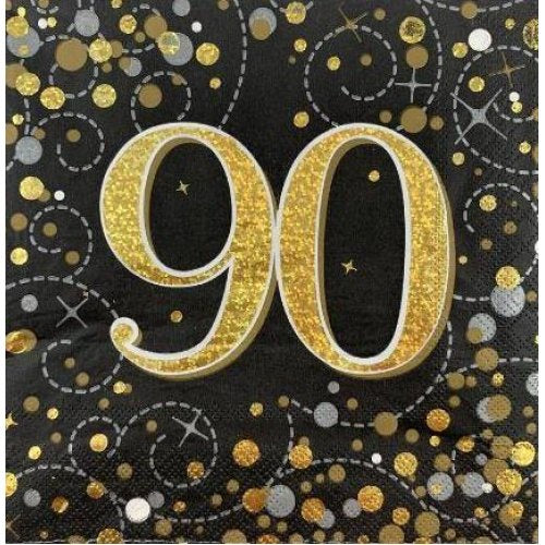 Sparkling Fizz Black Gold Napkin 33cm "90" P16